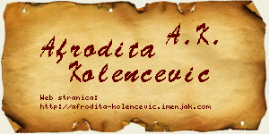 Afrodita Kolenčević vizit kartica